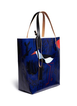 Front View - Click To Enlarge - MARNI - Large stork print PVC tote