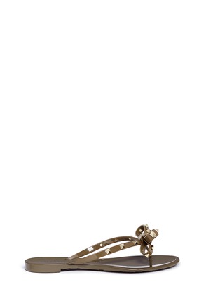 Main View - Click To Enlarge - VALENTINO GARAVANI - 'Rockstud' bow flat jelly sandals