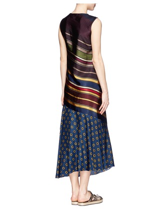 Back View - Click To Enlarge - DRIES VAN NOTEN - 'Damara' variegated stripe print asymmetric dress