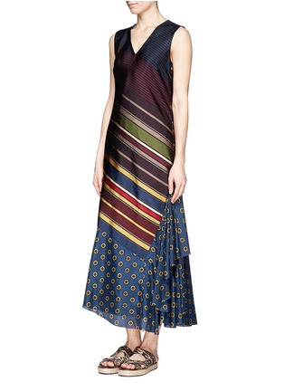 Figure View - Click To Enlarge - DRIES VAN NOTEN - 'Damara' variegated stripe print asymmetric dress