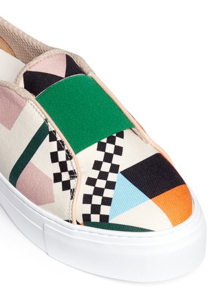 Detail View - Click To Enlarge - MSGM - Geometric check print fabric slip-ons