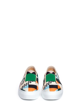 Figure View - Click To Enlarge - MSGM - Geometric check print fabric slip-ons