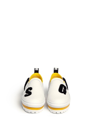 Figure View - Click To Enlarge - MSGM - Towel letter twill flatform slip-ons