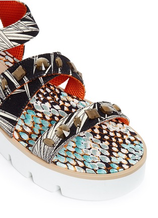 Detail View - Click To Enlarge - MSGM - Jewelled tropical print fabric platform sandals