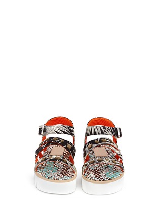 Figure View - Click To Enlarge - MSGM - Jewelled tropical print fabric platform sandals