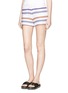 Front View - Click To Enlarge - LEM LEM - 'Kedame' stripe cotton elastic shorts