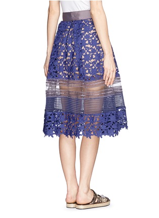 Back View - Click To Enlarge - SELF-PORTRAIT - 'Liliana' grosgrain waist floral lace skirt 