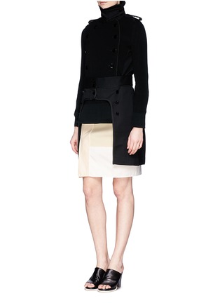Front View - Click To Enlarge - SACAI - Waist flap rib panel twill jacket