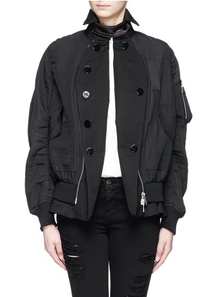 Main View - Click To Enlarge - SACAI - Double breasted peplum back bomber jacket