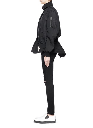 Figure View - Click To Enlarge - SACAI - Double breasted peplum back bomber jacket