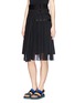 Front View - Click To Enlarge - SACAI - Pleat insert asymmetric cotton skirt