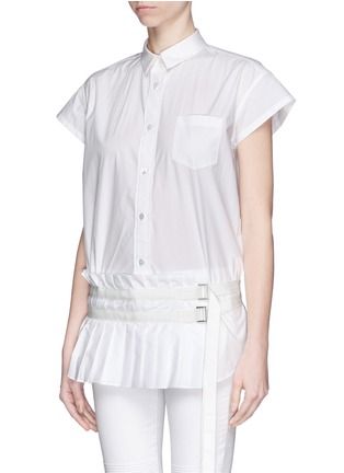 Front View - Click To Enlarge - SACAI - Pleat belt cotton poplin shirt