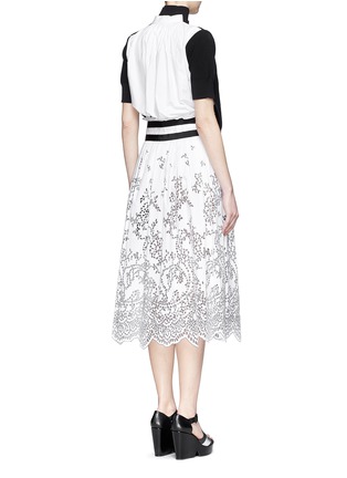 Back View - Click To Enlarge - SACAI - Turtleneck sweater floral eyelet combo dress