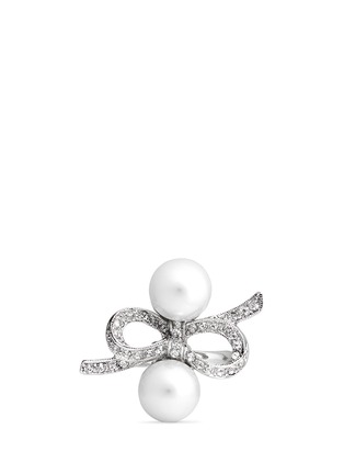 Main View - Click To Enlarge - KENNETH JAY LANE - Faux pearl crystal pavé ribbon ring