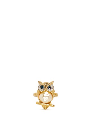 Main View - Click To Enlarge - KENNETH JAY LANE - Crystal pavé topaz owl ring