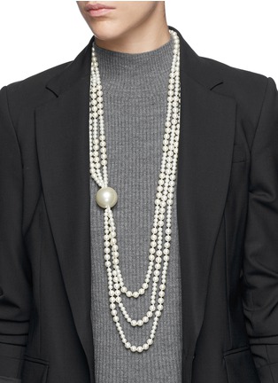Figure View - Click To Enlarge - KENNETH JAY LANE - Faux pearl multi tier drop necklace