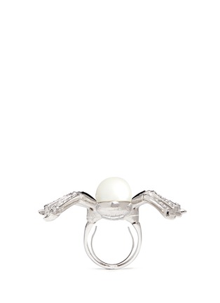 Detail View - Click To Enlarge - KENNETH JAY LANE - Crystal pavé pearl spider ring