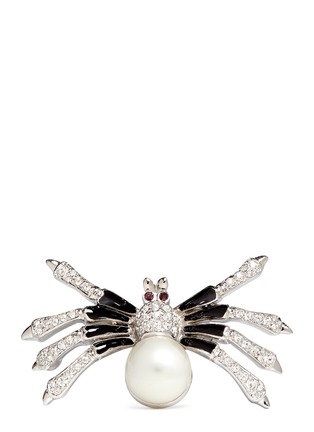 Main View - Click To Enlarge - KENNETH JAY LANE - Crystal pavé pearl spider ring