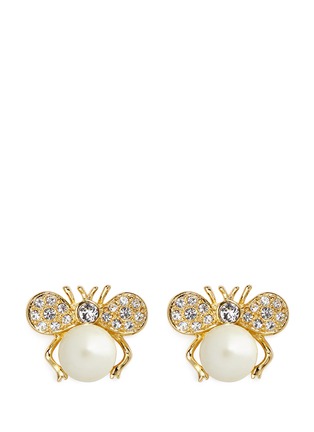 Main View - Click To Enlarge - KENNETH JAY LANE - Crystal pavé ribbon pearl earrings