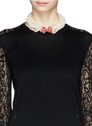 Figure View - Click To Enlarge - KENNETH JAY LANE - Ladybird clasp pearl choker necklace