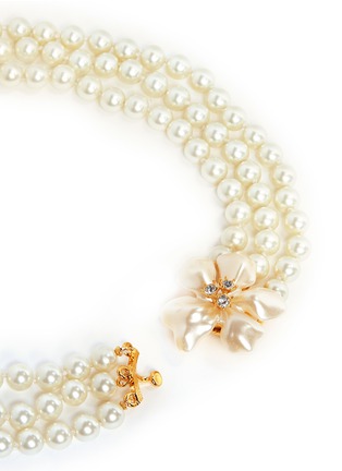 Detail View - Click To Enlarge - KENNETH JAY LANE - Faux pearl multi tier floral bracelet