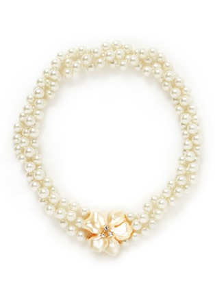 Main View - Click To Enlarge - KENNETH JAY LANE - Faux pearl multi tier floral bracelet