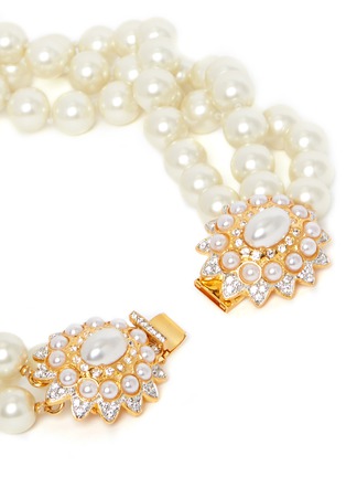 Detail View - Click To Enlarge - KENNETH JAY LANE - Crystal pavé floral clasp glass pearl necklace