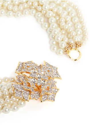 Detail View - Click To Enlarge - KENNETH JAY LANE - Crystal pavé floral clasp glass pearl necklace