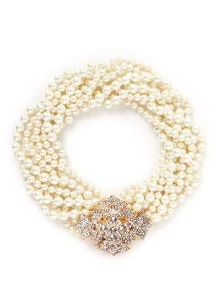 Main View - Click To Enlarge - KENNETH JAY LANE - Crystal pavé floral clasp glass pearl necklace