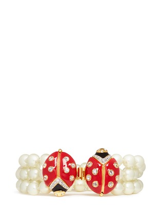 Main View - Click To Enlarge - KENNETH JAY LANE - Enamel ladybird glass pearl bracelet 