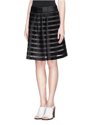 Front View - Click To Enlarge - 3.1 PHILLIP LIM - Organza stripe plissé pleat skirt