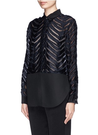Front View - Click To Enlarge - 3.1 PHILLIP LIM - Fil coupé sheer stripe silk collar shirt