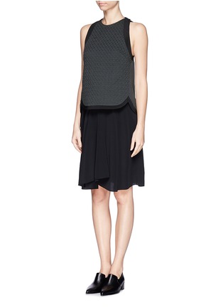 Figure View - Click To Enlarge - 3.1 PHILLIP LIM - Quilted snakeskin effect silk chiffon dress