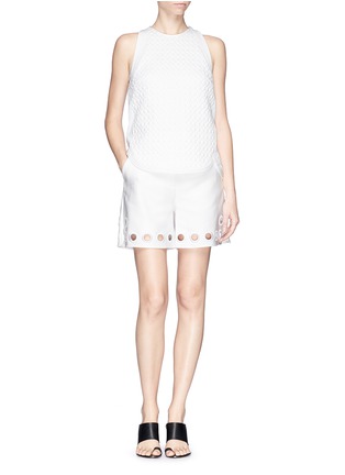 Figure View - Click To Enlarge - 3.1 PHILLIP LIM - Eyelet cutout hem twill shorts