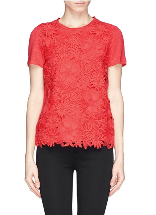 Main View - Click To Enlarge - TORY BURCH - 'Katama' floral lace linen jersey T-shirt