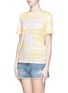 Front View - Click To Enlarge - TORY BURCH - 'Cathy' contrast stripe logo T-shirt