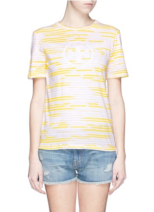 Main View - Click To Enlarge - TORY BURCH - 'Cathy' contrast stripe logo T-shirt