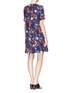 Back View - Click To Enlarge - THAKOON - Lambskin trim collar floral print dress
