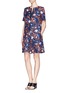 Figure View - Click To Enlarge - THAKOON - Lambskin trim collar floral print dress