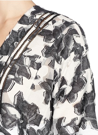 Detail View - Click To Enlarge - THAKOON - Pleat peplum hem floral embroidery top