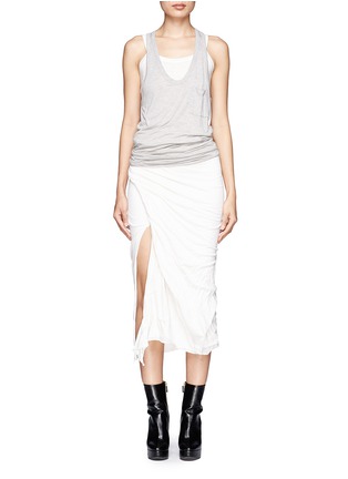 Figure View - Click To Enlarge - RICK OWENS LILIES - Layered draped slit midi skirt