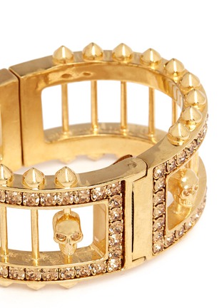 Detail View - Click To Enlarge - ALEXANDER MCQUEEN - Stud and bar embellished skull bangle