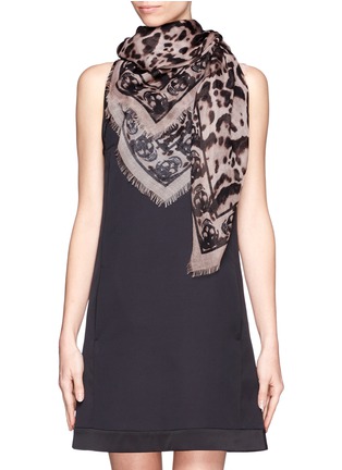 Figure View - Click To Enlarge - ALEXANDER MCQUEEN - Animalier and skull print scarf
