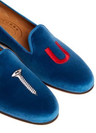 Detail View - Click To Enlarge - STUBBS & WOOTTON - 'College' velvet slip-ons