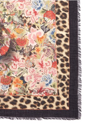 Detail View - Click To Enlarge - ALEXANDER MCQUEEN - Floral and leopard print pashmina scarf
