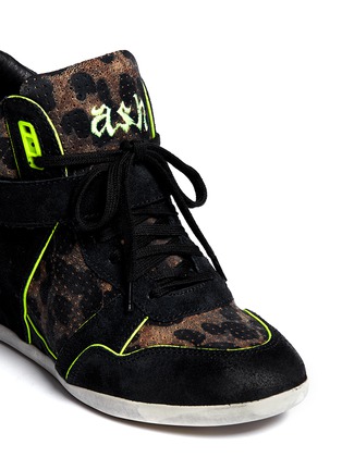 Detail View - Click To Enlarge - ASH - 'Bisou Bis' cheetah print suede wedge sneakers