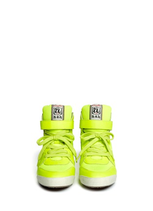 Figure View - Click To Enlarge - ASH - 'Jazz Biz' reflective-trim fluo leather wedge sneakers