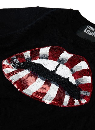 Detail View - Click To Enlarge - MARKUS LUPFER - Candy Cane Stripe' Lara Lip sequin Natalie kids sweater