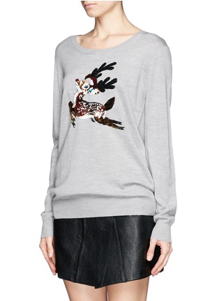 Front View - Click To Enlarge - MARKUS LUPFER - Natalie sequin reindeer Christmas sweater