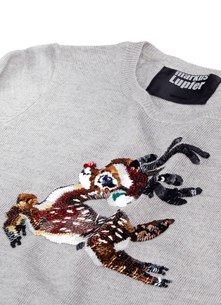 Detail View - Click To Enlarge - MARKUS LUPFER - Christmas Reindeer' sequin Natalie kids sweater